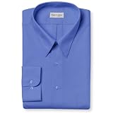 Van Heusen Men's Long Sleeve Wrinkle Free Fitted Poplin Solid Shirt, Blue Stone, 14.5 - 32/33