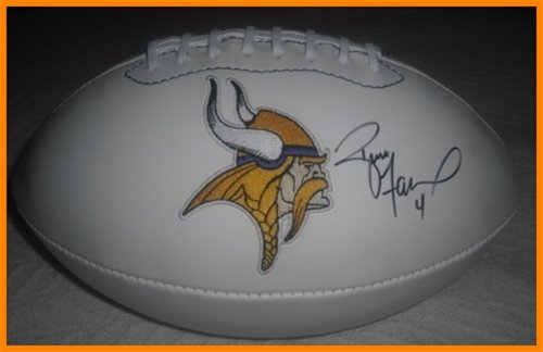 Autographed/Hand Signed Brett Favre Autographed/Hand Signed Minnesota Vikings Logo Football