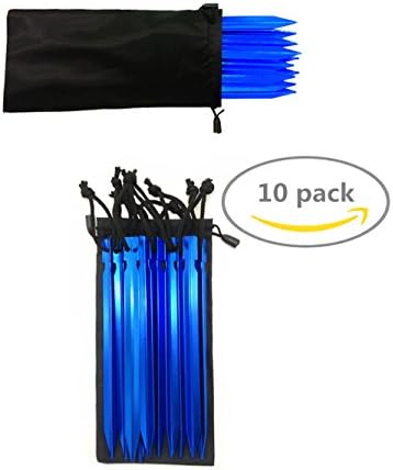 HAKOPEN 10 PCS Ground Hog Stake Kit / Tent Pegs / Tent Stake,Blue