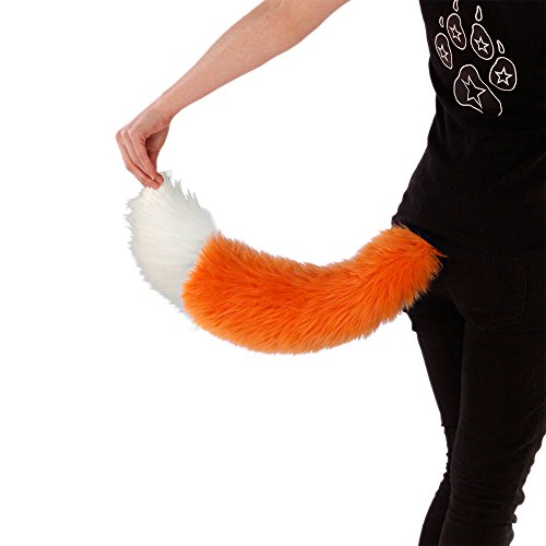Pawstar Furry Fox Plush Mini Tail Adult Unisex Costume Cosplay - Orange and White