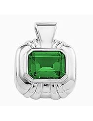 14K Yellow Gold Emerald Cut Chatham Created Emerald Pendant -- LIFETIME WARRANTY