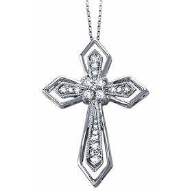 Sacred Cross Diamond Pendant Necklace