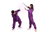 funzee wizard adult onesie one piece sleepsuit pyjamas or allinone romper suit, purple with black, sizes Petite to XXL