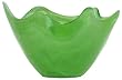 Colorful Recycled Art Glass Large Lime Green Wave Rim Bowl 12"D, 7"H