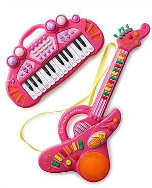 Kids Authority Keyboard and Guitar Set - Bundle Gift boxed - Pink