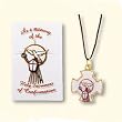 Confirmation Crross Necklace - Holy Spirit Image - Height: 1.0" - Cord Length: 16" - Prayer Card (ENGLISH)