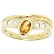 Citrine & Diamond Ring Bezel Set in 14K White Yellow 2 Tone Gold