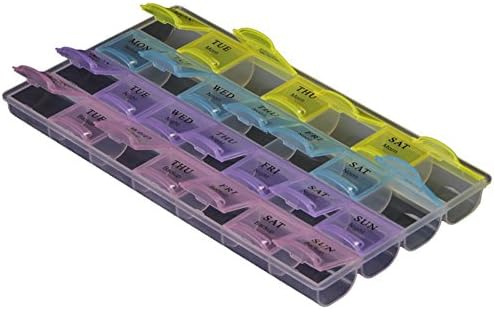 7-day Daily Morn/Noon/Night/Backup(Color May Vary)Pill Case Oranizers, Travel Medication Reminder with Pill Splitter,Easy to Carry
