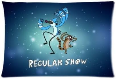Qezi Cartoon Regular Show Mordecai and Rigby Custom Zippered Rectangle Pillow Case Pillowcases Cover Size:16"x 24" (Two Sides)