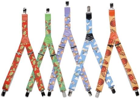 Patterned Children's Suspenders - Orange Smiley Faces