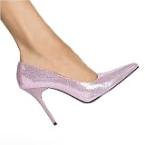 CLASSIC-12, 4" Classic Plain Pump Pink Glitter Size 8