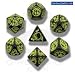 Q-Workshop Polyhedral 7-Die Set: Carved Dragon Dice Set (Black and Yellow)