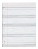 TOPS Filler Paper, White, Medium Weight, College Ruled, 3 Hole Punched, 8.5 x 11 Inches, 200 Sheets per Pack (62347)