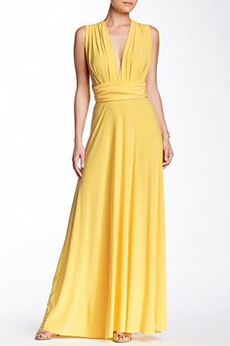Von Ronen Women's Long Convertible Transformer Dress Made In USA-Yellow