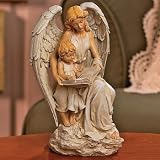 GUARDIAN ANGEL w child and book STATUE garden decor by Tribeca Blu