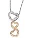 14K Tri-Color Open Heart-Shaped Designer Pendant, Enhanced with Pave Set Diamonds, Sliding on a 16'' Cable-Chain Necklace.(GH-Color, SI-Clarity, c.t.t.w.0.28CT).