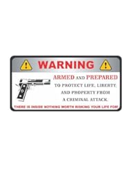 Home: Warning Owner is Armed ammo gun shotgun bullet rifle vinyl bumper sticker decal - SA