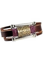 Brass-colored Sun Medallion Leather Zen Bracelet, Adjustable, Gift Box