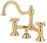Bathroom Faucet with Porcelain Lever Handles Finish: Polished Brass