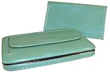 Faux Leather Thick Fatty Flat Wallet with Matching Checkbook Cover In Choice of Colors (CS-RA-Turquoise)