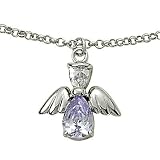 Sterling Silver 5/8 Alexandrite June Birthstone Angel Wing Bracelet on 7 1/2 Chain