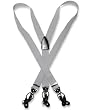 Men's SILVER GREY SUSPENDERS Y Shape Back Elastic Button & Clip Convertible