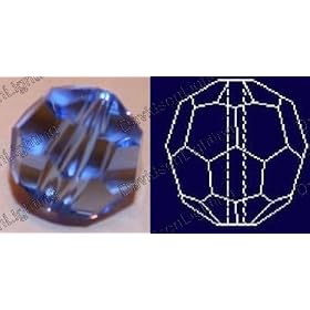 Crystal Sapphire Bead Lead Color Faceted Sphere 10 mm # 1502-10 by Lead Color Crystal