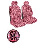 7 Piece Safari Animal Print Auto Interior Gift Set - 2 Pink Zebra Low Back Front... by Unknown