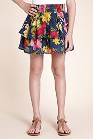 Pure Cotton Floral Tiered Hem Skirt