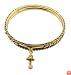 Bracelet - B240 - Indian Style Bangle with Bell Dangle Charm (70mm) ~ Gold Tone