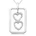 10k White or Yellow Gold Framed Double Heart Pendant (1/10 cttw, I-J Color, I2-I3 Clarity) image 1