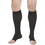 Truform 0845, Compression Stockings, Below Knee, Open Toe, 30-40 mmhg, Black, Small