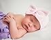 Melondipity Newborn Hospital Hat Pink - 2 ply Hospital Fabric - Infant Baby Cap with Big Cute Bow Ribbon