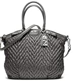 Coach Limited Edition Madison Chevron Linsey Satchel Bag Purse Tote 18634 Grey