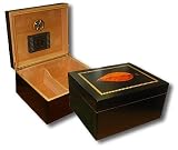 Havana Black Small Humidor w/ Tobacco Leaf Inlay