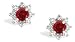 14K White Gold Genuine Round Ruby and Diamond Star Earrings