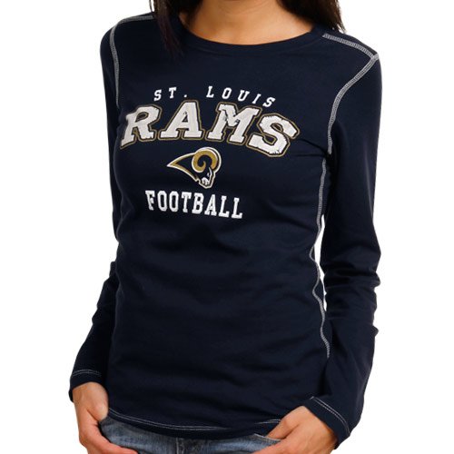 St. Louis Rams Ladies Counter Attack Long Sleeve T-Shirt - Navy Blue (Small)
