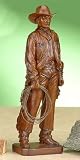 Collectible Faux Wood Cowboy Lasso Decoration Model Statue Sculpted