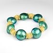 Murano Glass and Gold Plated Bead Bracelet - Amber Blue