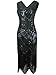 Vijiv Women 1920s Gastby Sequin Art Nouveau Embellished Fringed Cocktail Dresses Dark Green X-Large