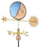 34 &acute; Luxury Polished Copper Stained Glass Moon, Sun and Star Weathervane - B003FV7JIC