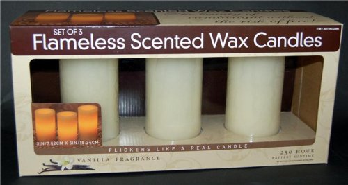 Set of 3 Flameless Scented Wax Candles (Vanilla)