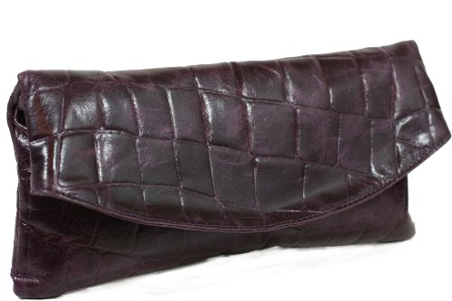 CNTMP Zoey Vintage XL Clutch / Abendtasche Echt-Leder Violett