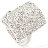 Sterling Silver / Platinum Rectangle Pave Cubic Zirconia Ring