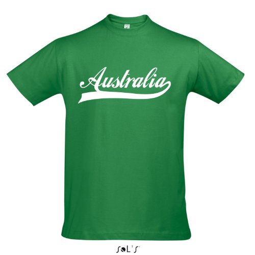 T-Shirt – Australia Oldschool Australien LÄNDERSHIRT EM / WM FAN Trikot S-XXL , Kelly green – weiß , M