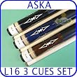 Billiard Pool Cue Stick Set Aska L16 3 pool cue sticks