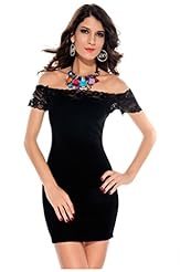 Spring Summer Winter Short Sleeves Bateau Neck Knee Length Lace Polyester/Spandex  Dress