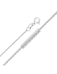 14K White Gold 0.7mm Braided Wheat Chain Necklace with Spring Ring Clasp