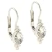 Sterling Silver Diamond cz oval stone bali bead Lever Back LeverBack Earrings