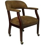 Bomber Jacket Brown Luxurious Side Chair w/ Casters